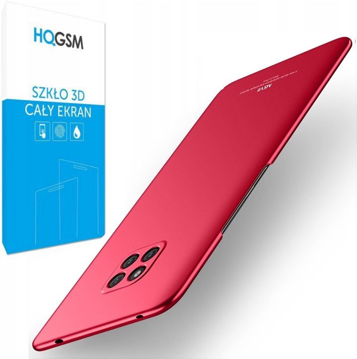 Huawei Mate 20 Pro | Cienkie Etui MSVII Frosted Shell | Czerwone + SZKŁO 3D