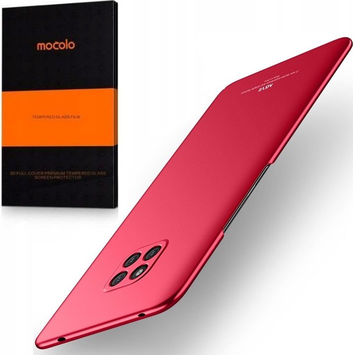 Huawei Mate 20 Pro | Cienkie Etui MSVII Frosted Shell | Czerwone + SZKŁO Mocolo 3D