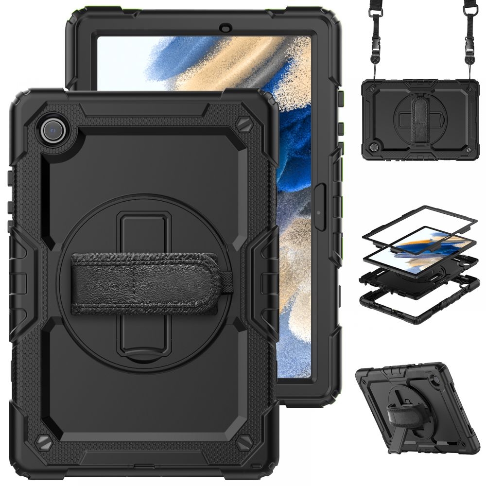 Pancerne Etui ARMOR 360° z Uchwytem i Podstawką | Black do Samsung Galaxy Tab A8 10.5 X200/X205