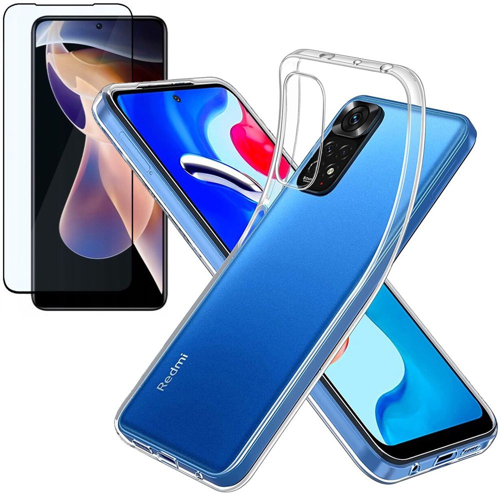 Cienkie Etui Feather Case | Bezbarwne | Clear + SZKŁO 5D do Xiaomi Redmi Note 11 Pro 5G