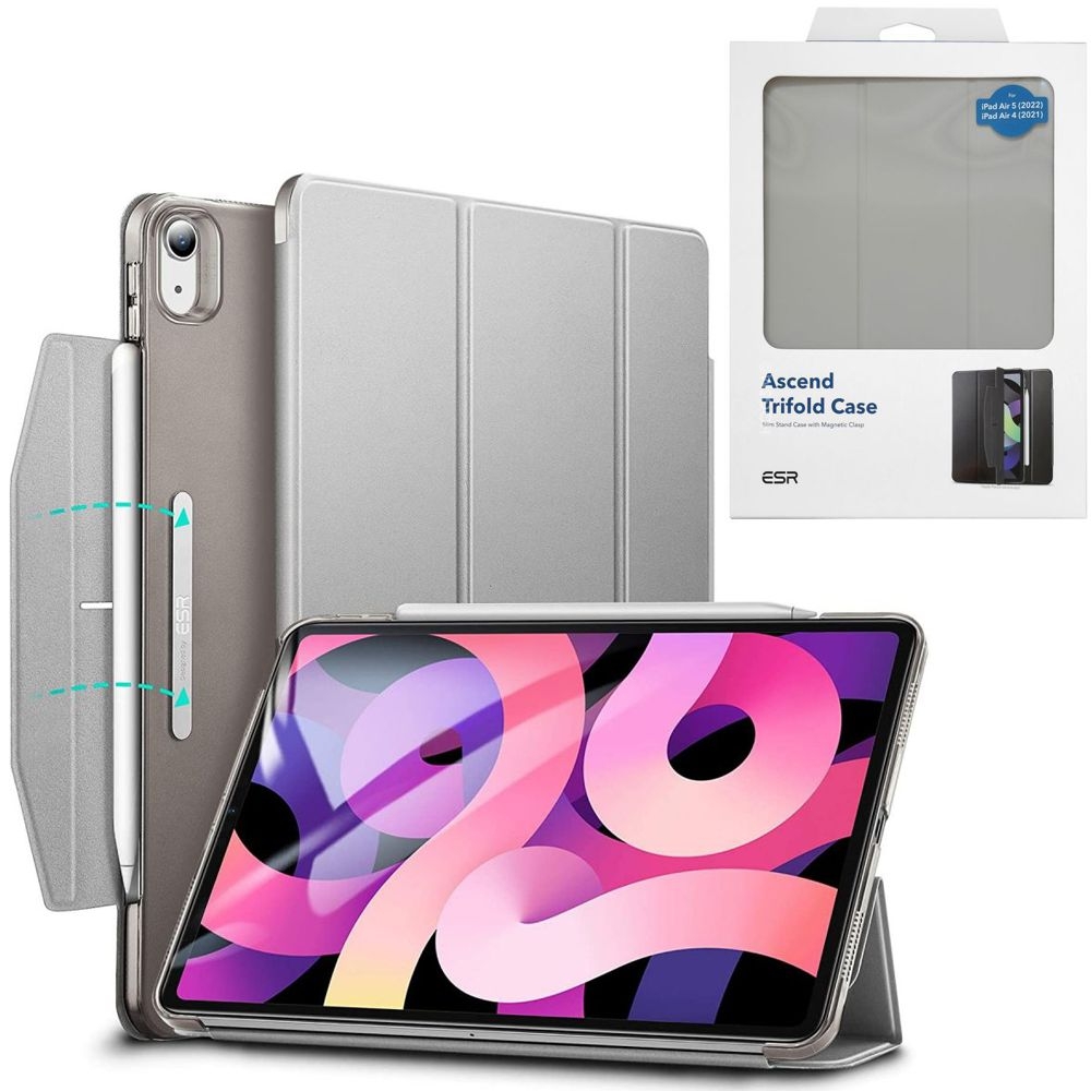 Ultra Cienkie Etui ESR Trifold | Silver Grey do Apple iPad Air 5 2022