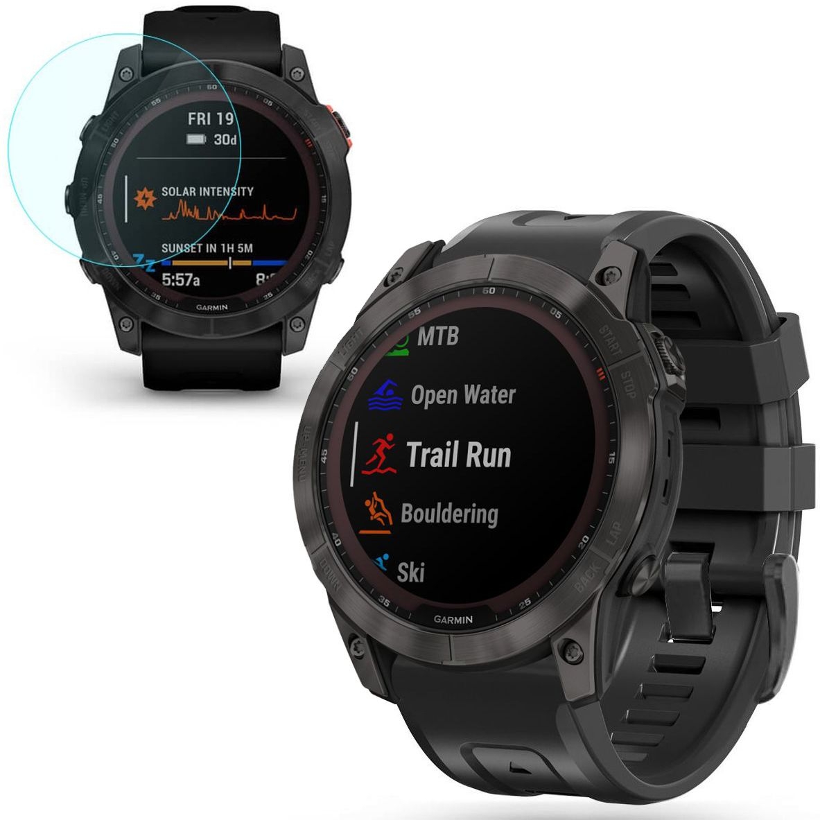 Pasek Silikonowy SPORT | 26mm | Black + SZKŁO do Garmin Fenix 7X
