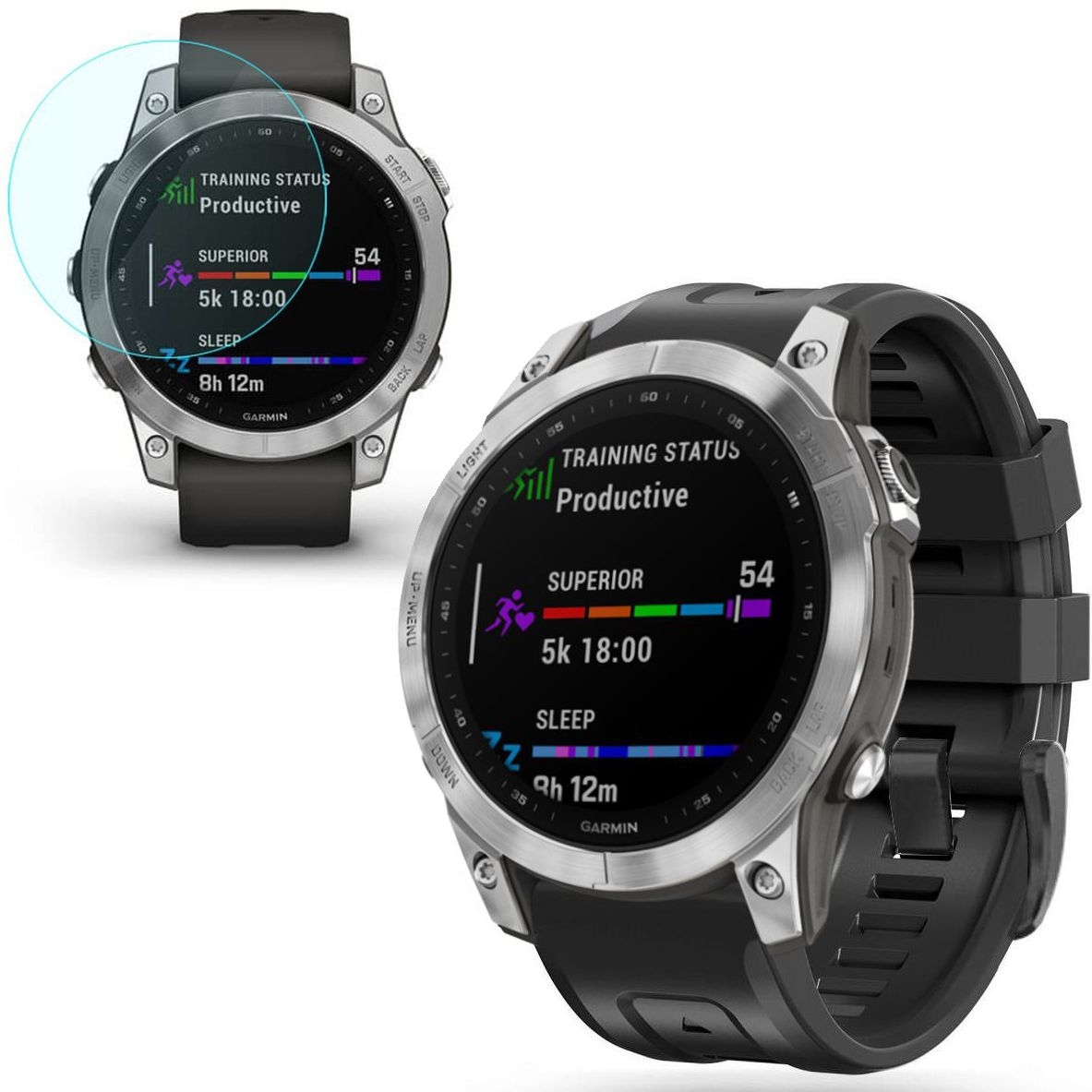 Pasek Silikonowy SPORT | 22mm | Black + SZKŁO do Garmin Fenix 7