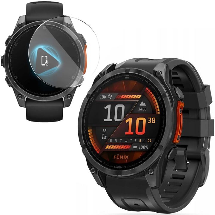 Pasek Silikonowy SPORT | 22mm | Black + SZKŁO do Garmin Fenix 8 47mm AMOLED