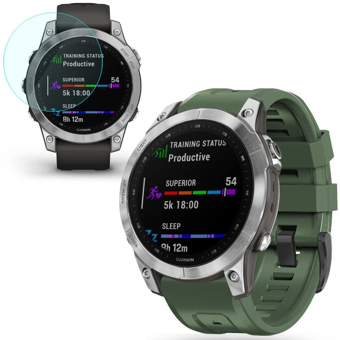 Pasek Silikonowy SPORT | 22mm | Green + SZKŁO do Garmin Fenix 7