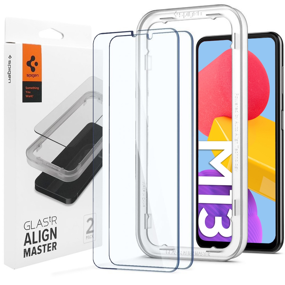 Szkło Hartowane SPIGEN GLAS.tR Align Master | 2szt + Ramka Instalacyjna do Samsung Galaxy M13