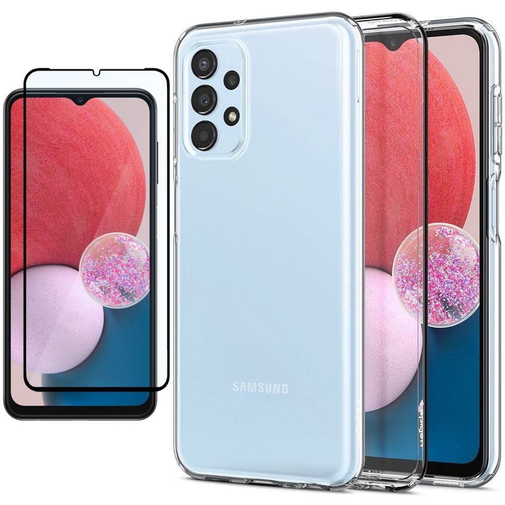 Etui SPIGEN Liquid Crystal | Crystal Clear + SZKŁO 5D do Samsung Galaxy A13 4G