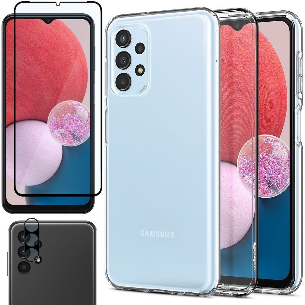 Etui SPIGEN Liquid Crystal | Crystal Clear + SZKŁO 5D + APARAT do Samsung Galaxy A13 4G