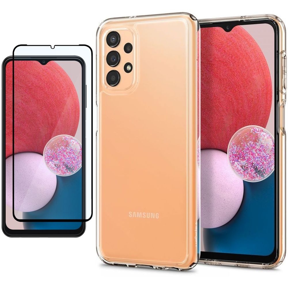 Etui SPIGEN Ultra Hybrid | Crystal Clear + SZKŁO 5D do Samsung Galaxy A13 4G