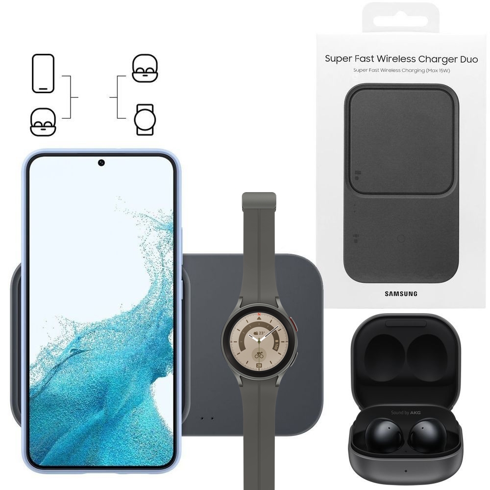 Samsung Super Fast Wireless Charger Duo | Oryginalna Ładowarka Indukcyjna 2w1 | Galaxy Watch Buds