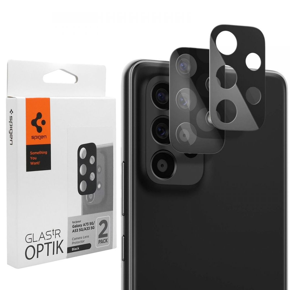 SPIGEN Glas.tR OPTIK | Osłona Szkło Hartowane na Aparat | 2 sztuki | Czarny do Samsung Galaxy A73 5G / A53 5G / A33 5G