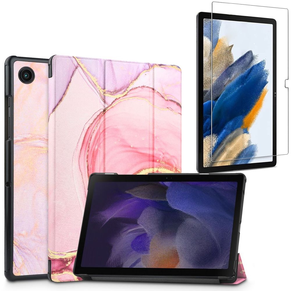Zamykane Etui Smart Case | Rose Splash + SZKŁO do Samsung Galaxy Tab A8 10.5 X200/X205