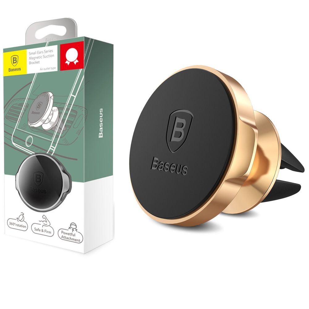 Magnetyczny Uchwyt Samochodowy BASEUS Small Ears do kratki Gold