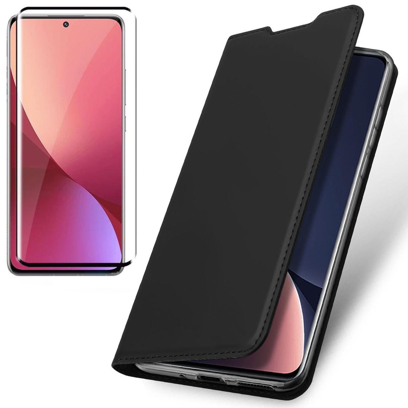 Etui z Klapką | DUX DUCIS | Skin Pro | Black + SZKŁO 5D do Xiaomi 12 Pro
