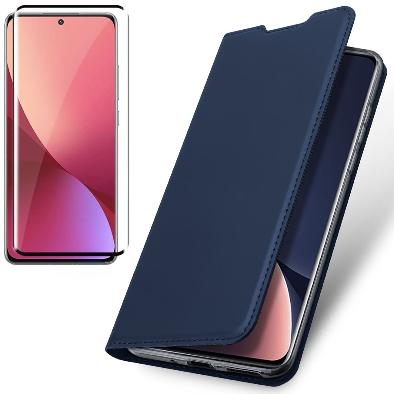 Etui z Klapką | DUX DUCIS | Skin Pro | Navy + SZKŁO 5D do Xiaomi 12 Pro