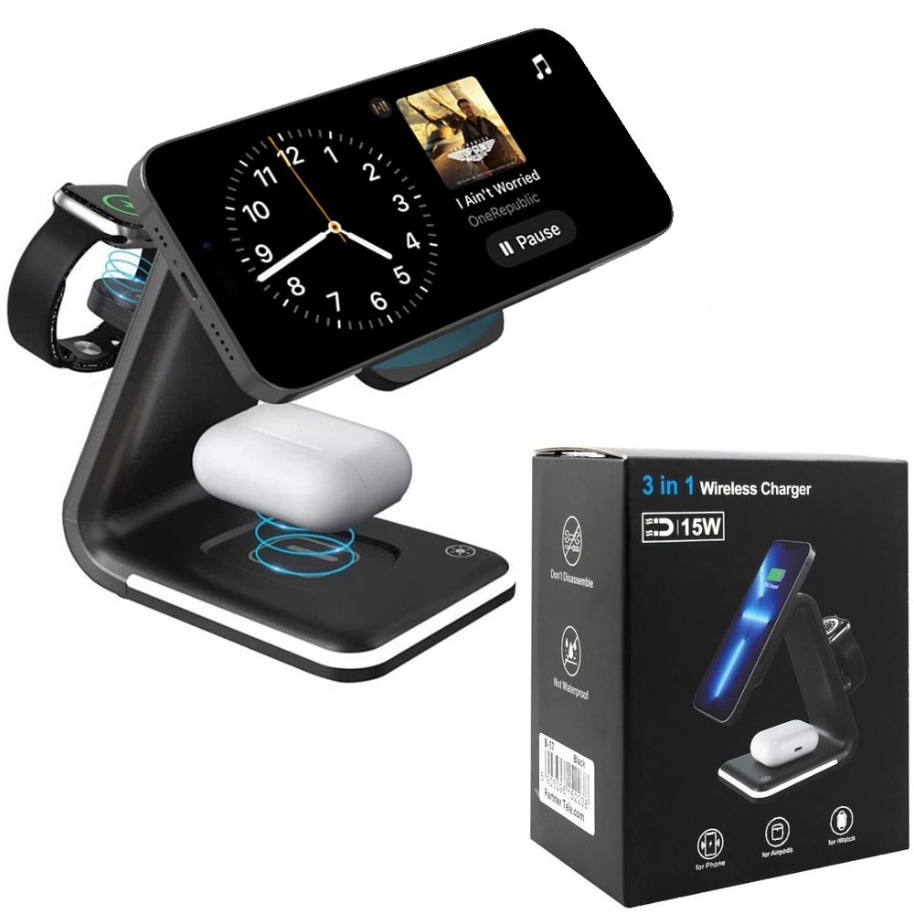 Ładowarka MagSafe 3w1  | Bezprzewodowa Stacja Indukcyjna Qi Stojak | 15W