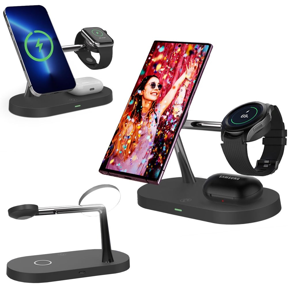 Stacja Smart 3w1 | Magnetyczna Bezprzewodowa Ładowarka Indukcyjna Qi Stojak | 15W