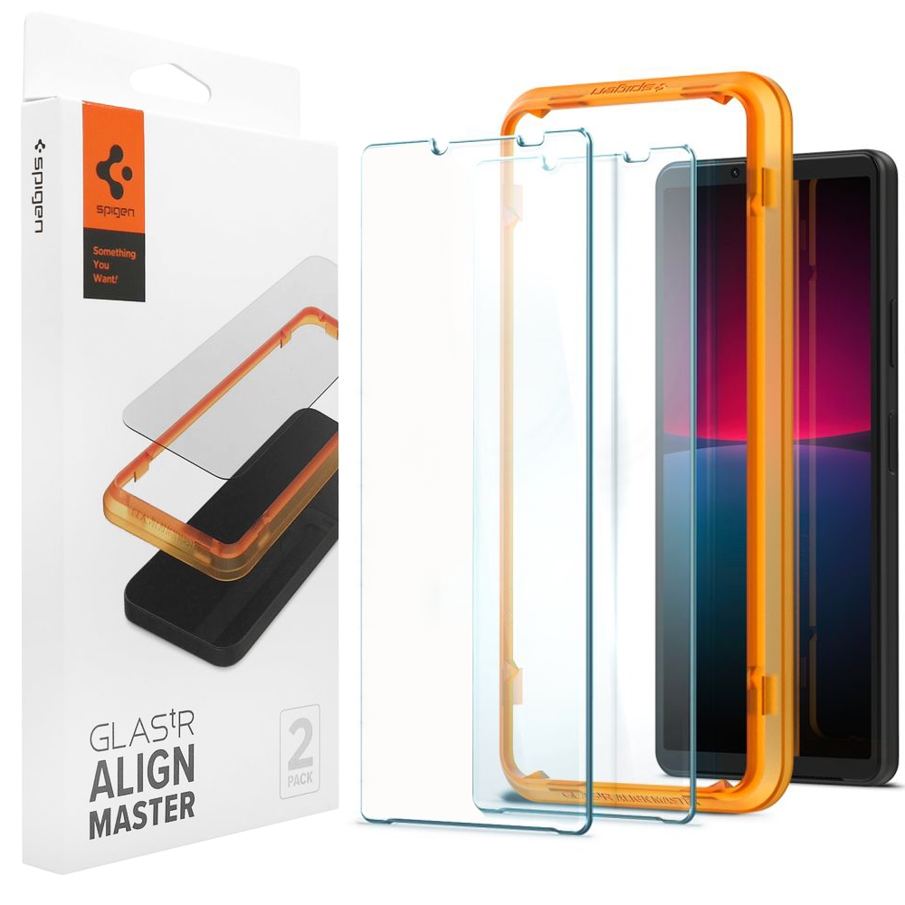 Szkło Hartowane SPIGEN GLAS.tR Align Master | 2szt + Ramka Instalacyjna do Sony Xperia 10 IV