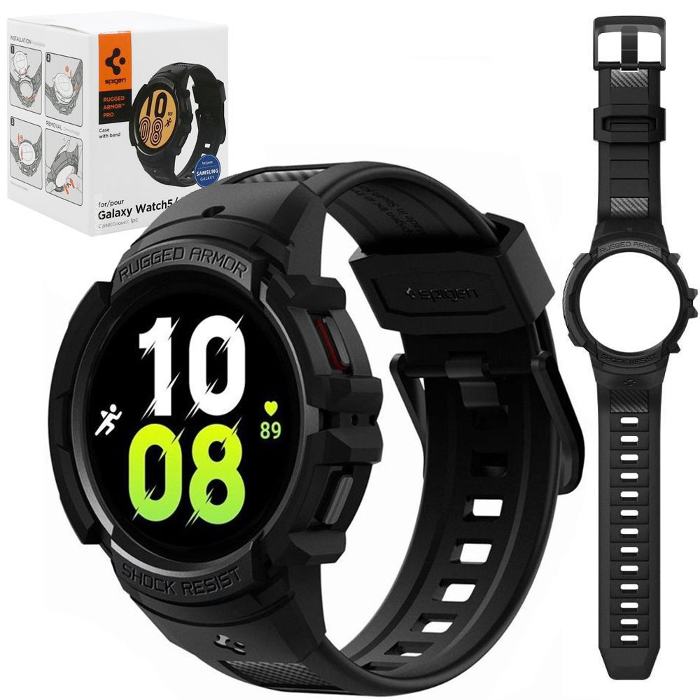 Etui + Pasek SPIGEN Rugged Armor PRO | Black do Samsung Galaxy Watch 5 44mm