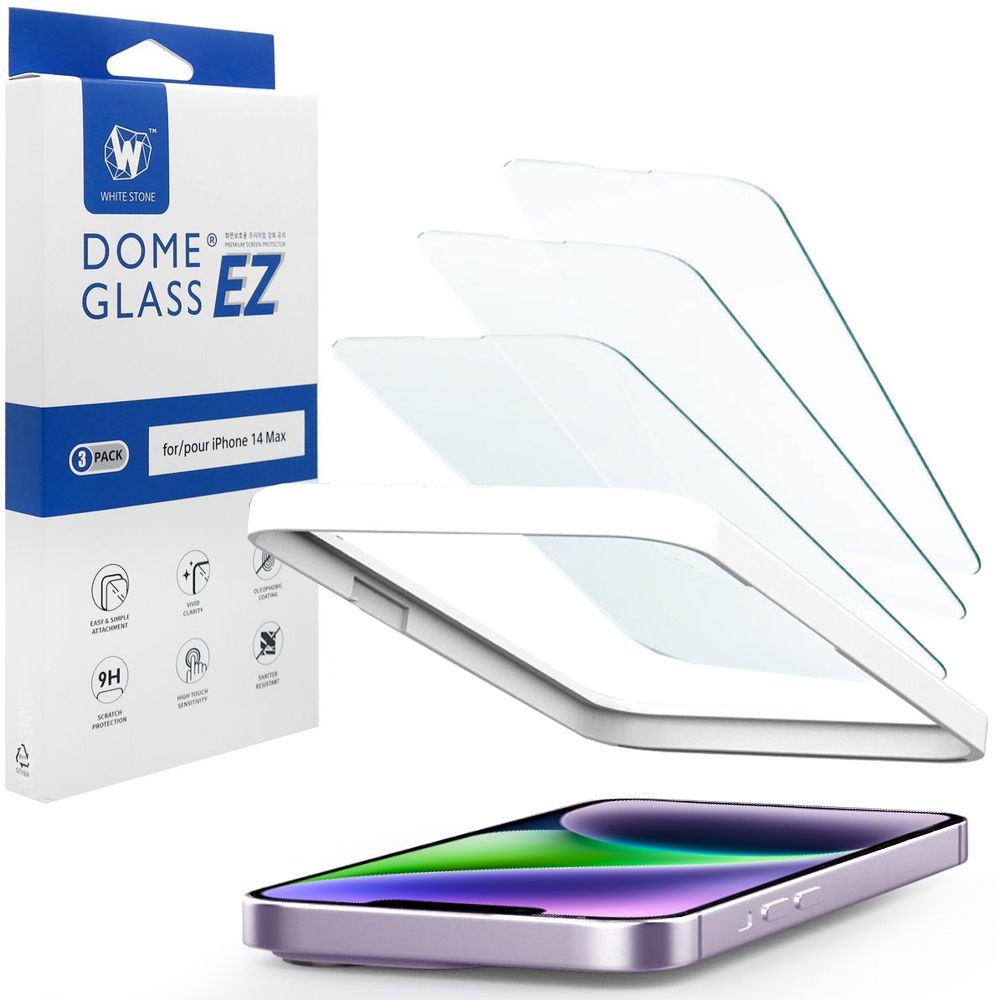 3x Szkło Hartowane WhiteStone EZ + Ramka Instalacyjna do Apple iPhone 14 Plus