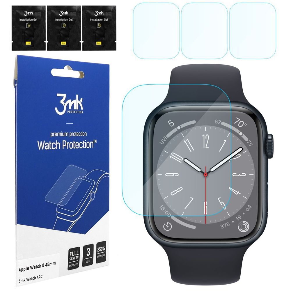 3x Folia Hybrydowa 3mk Watch Protection do Apple Watch 9/8 45mm
