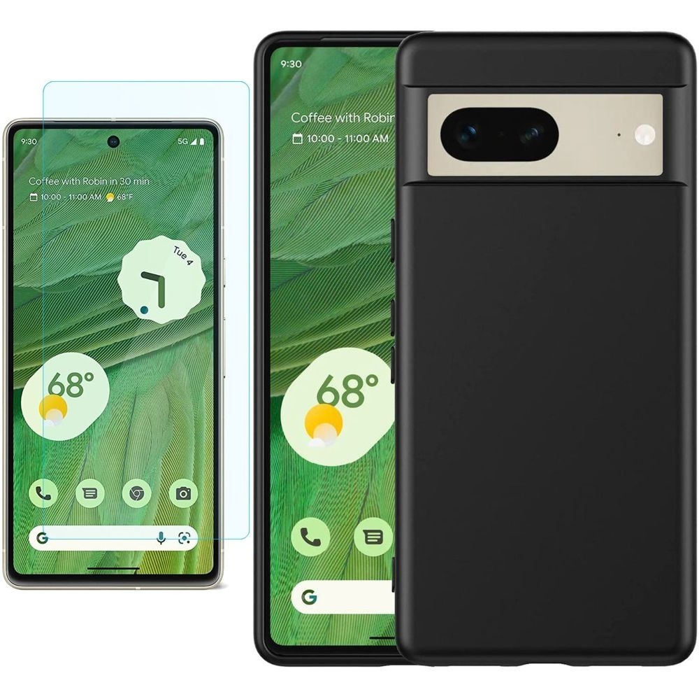 Cienkie Etui 3mk Matt Case | Black + SZKŁO do Google Pixel 7 |