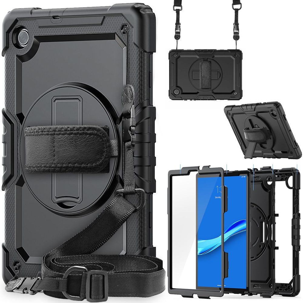 Pancerne Etui ARMOR 360° z Uchwytem i Podstawką | Black do Lenovo Tab M10 Plus 10.3 TB-X606 TB-X606X