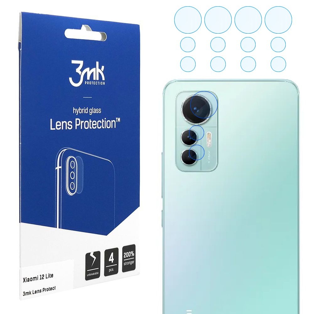 4x 3mk Lens Protection | Szkło Ochronne na Obiektyw Aparat do Xiaomi 12 Lite