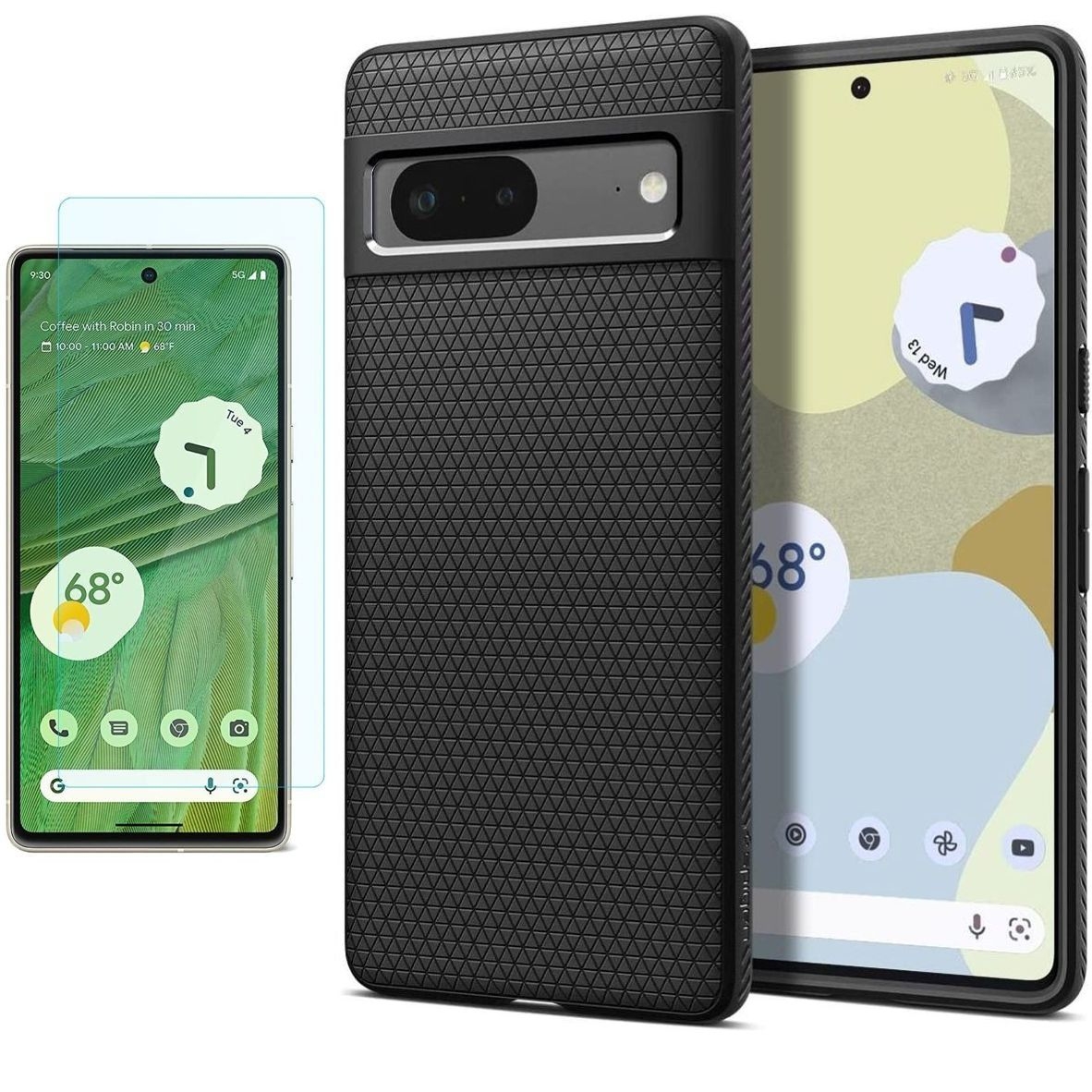 Etui SPIGEN Liquid Air | Matte Black + SZKŁO do Google Pixel 7 |