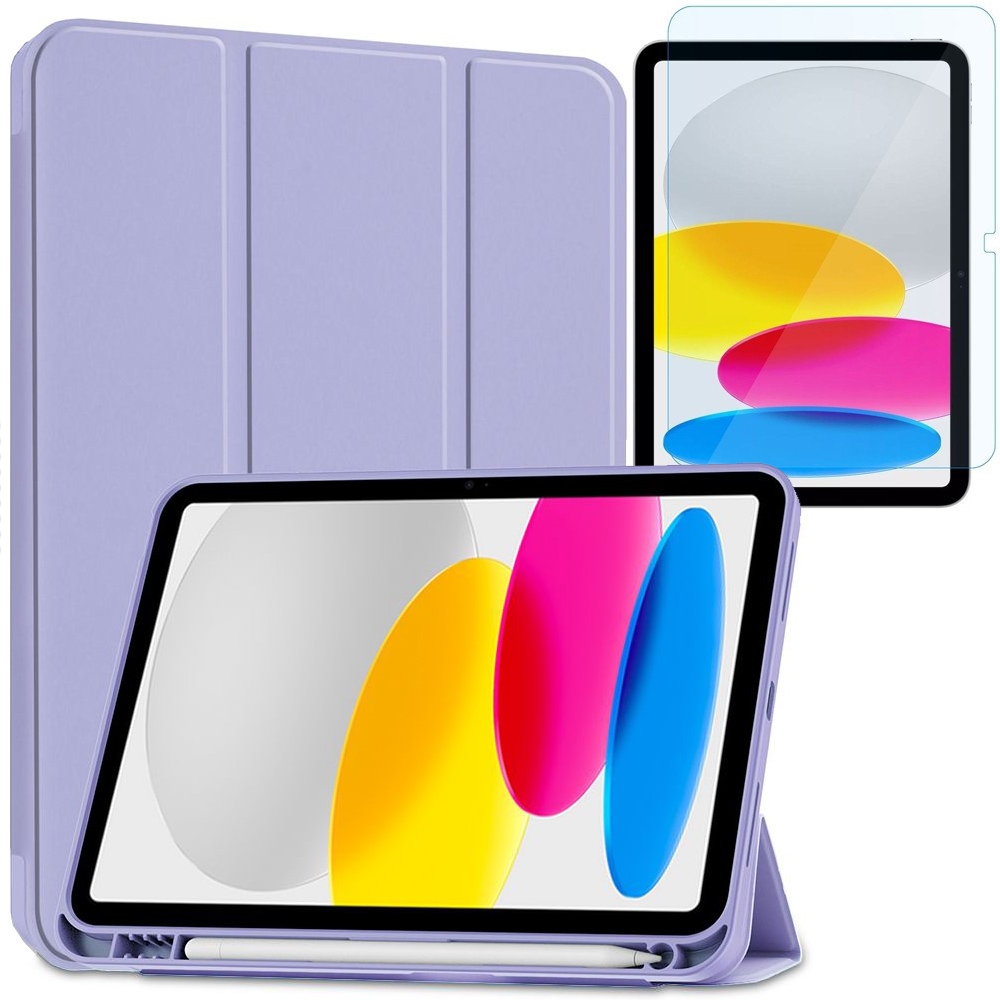 Zamykane Etui Smart Case SC PEN | Fioletowe + SZKŁO do Apple iPad 10.9 2022 10th gen