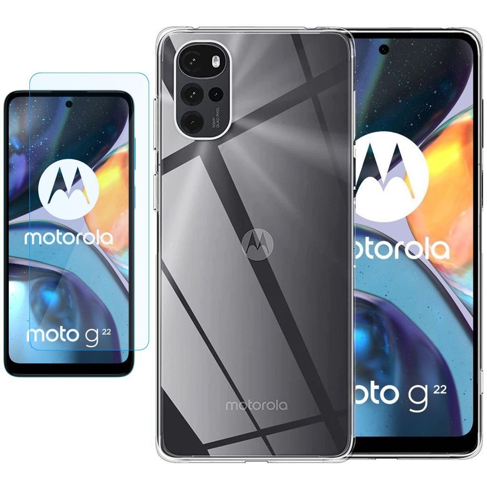 Cienkie Etui Feather Case | Bezbarwne | Clear + SZKŁO do Motorola Moto G22