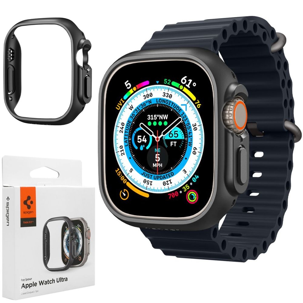 Cienkie Etui SPIGEN Thin Fit | Black do Apple Watch Ultra 1/2
