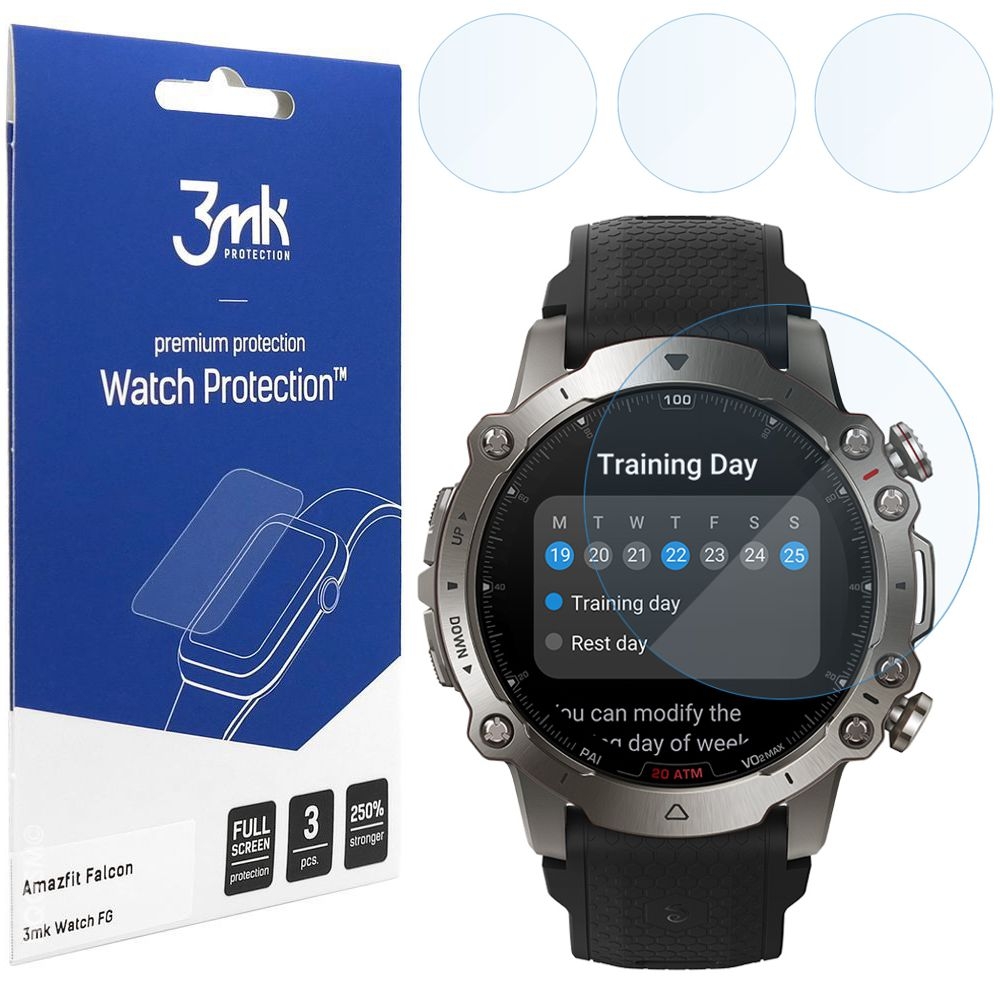 3x Szkło Hybrydowe 3mk Watch Protection do Amazfit Falcon