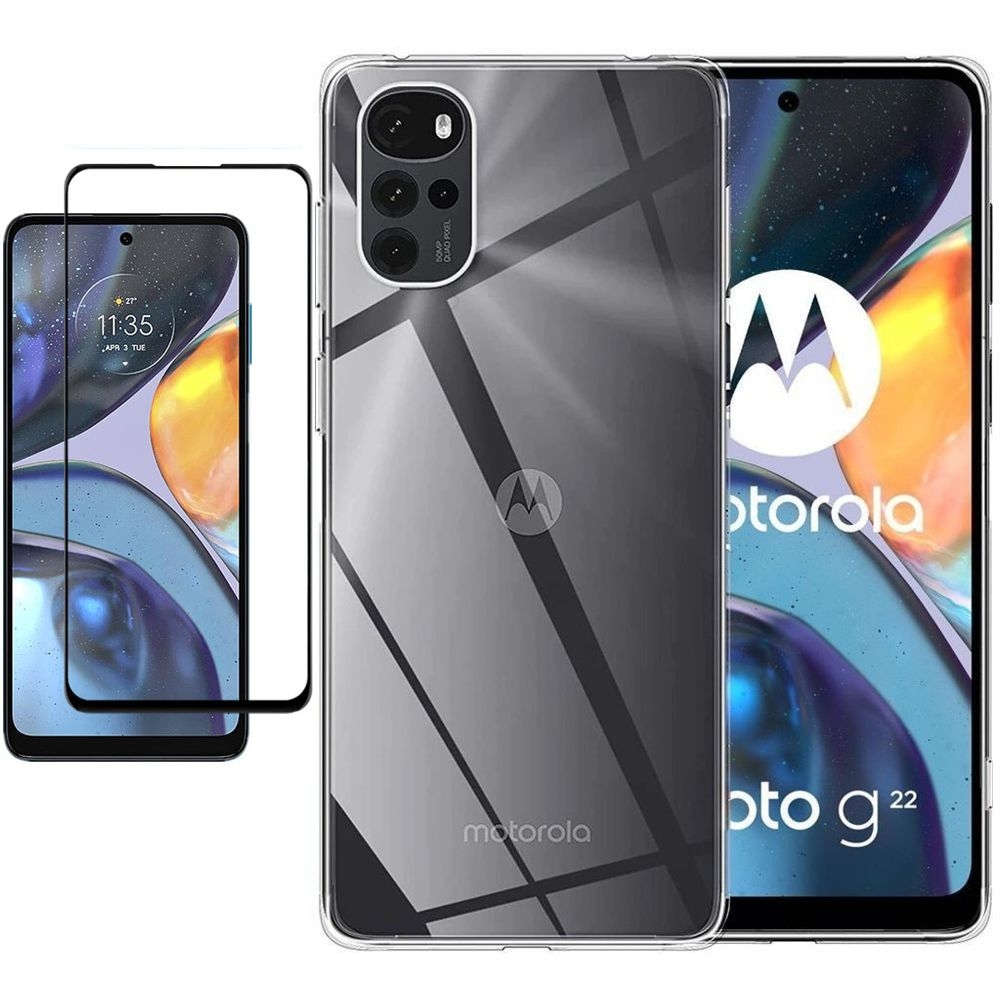 Cienkie Etui Feather Case | Bezbarwne | Clear + SZKŁO 5D do Motorola Moto G22