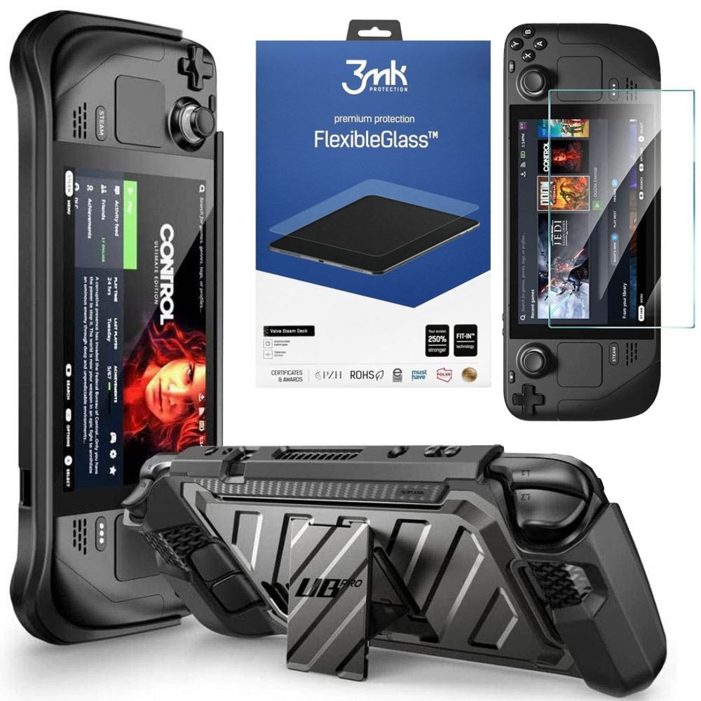 Pancerne Etui SUPCASE Unicorn Beetle Pro + SZKŁO 3mk FG do Steam Deck LCD/OLED