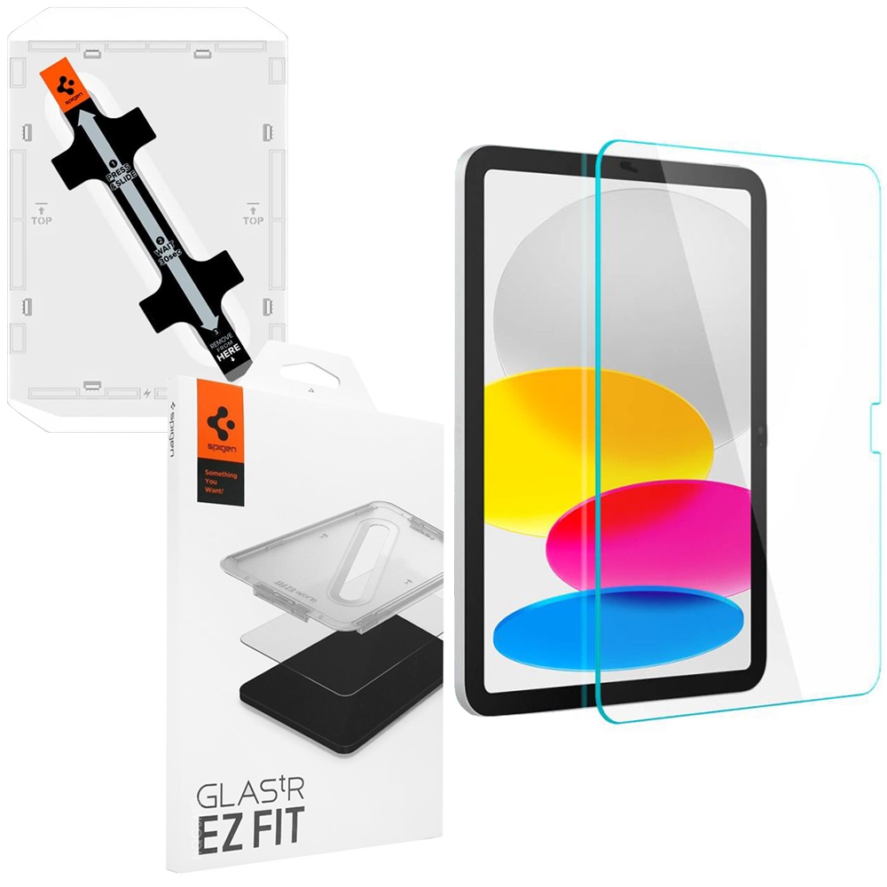 Szkło Hartowane SPIGEN GLAS.tR EZ FIT + Ramka Instalacyjna do Apple iPad 10.9 2022 10th gen