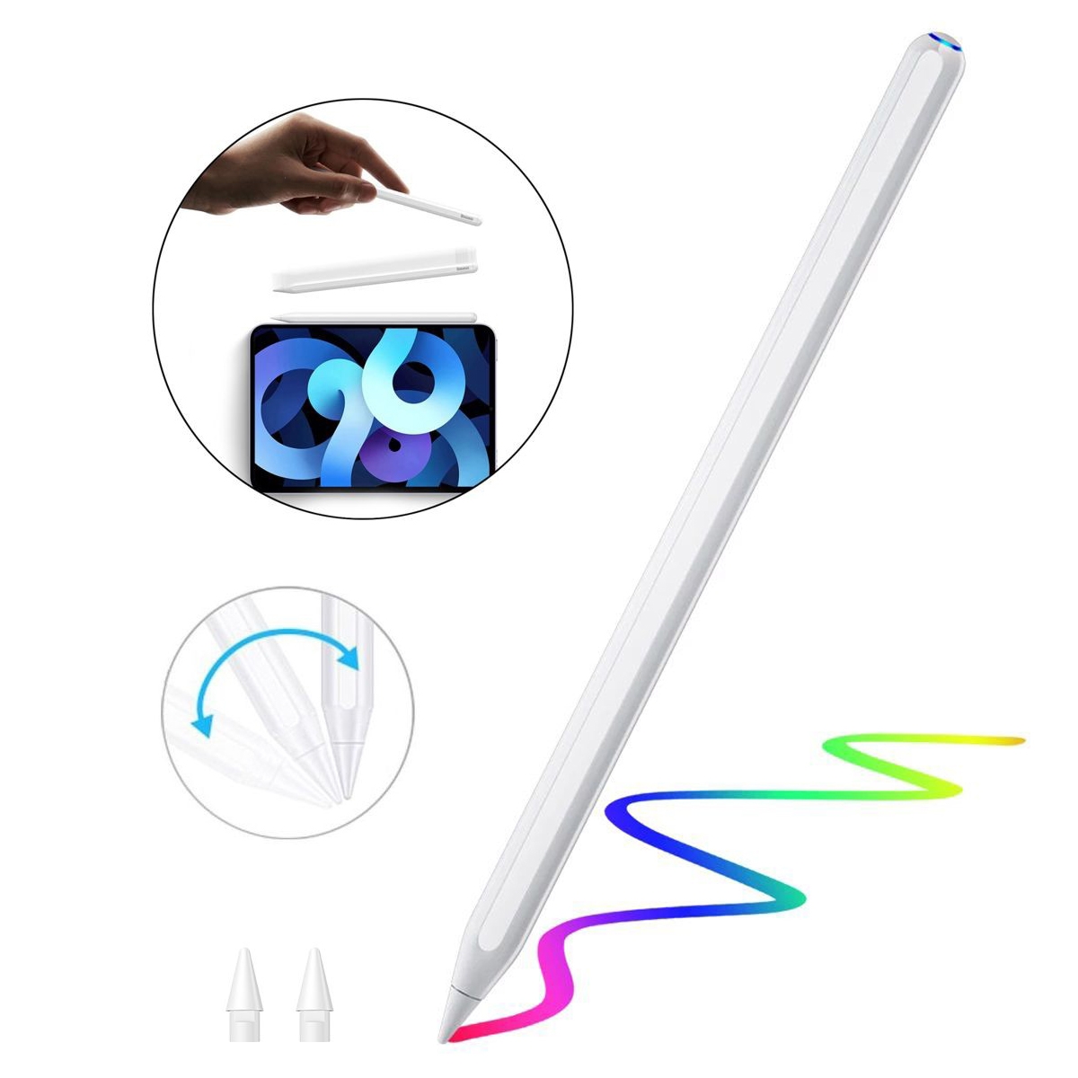 Pencil 2 | Magnetyczny Bezprzewodowy Rysik + 2x Końcówka | Biały do Apple iPad