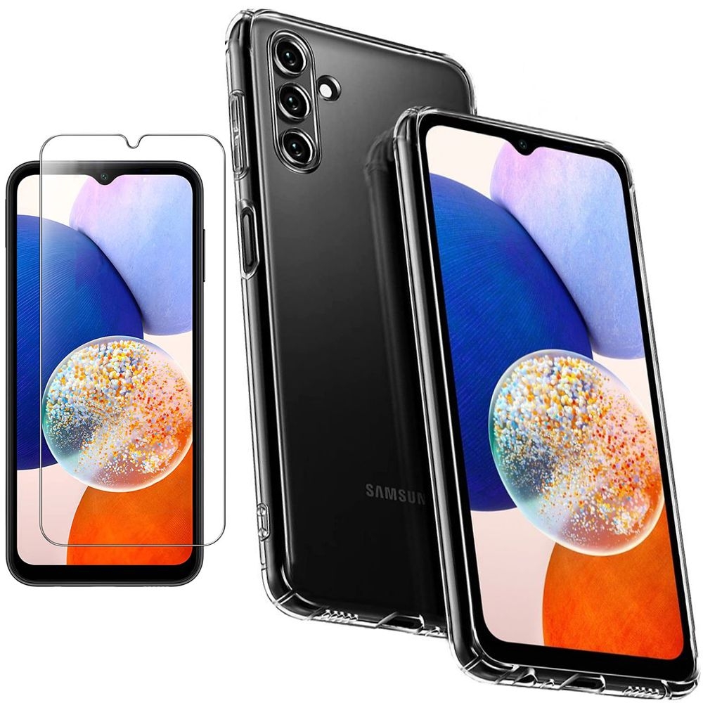 Etui Power SHOCK Case | Bezbarwne | Clear + SZKŁO do Samsung Galaxy A14 4G / 5G
