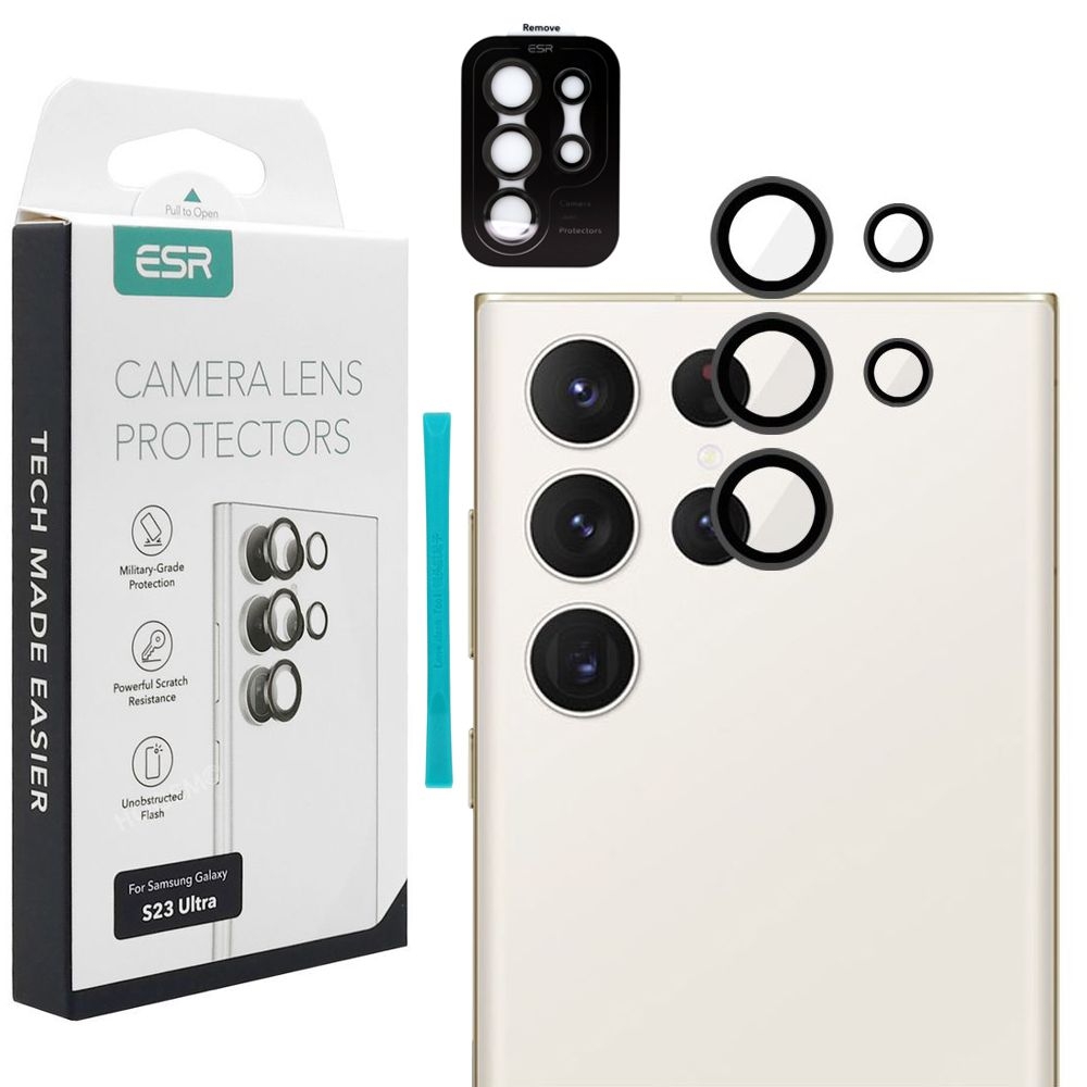 ESR | Osłona Szkło na Aparat | Czarne do Samsung Galaxy S23 Ultra