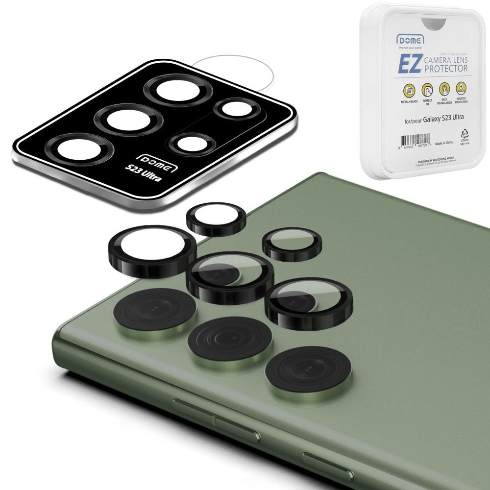 Whitestone DOME | Osłona Szkło Hartowane na Aparat | Czarne do Samsung Galaxy S23 Ultra