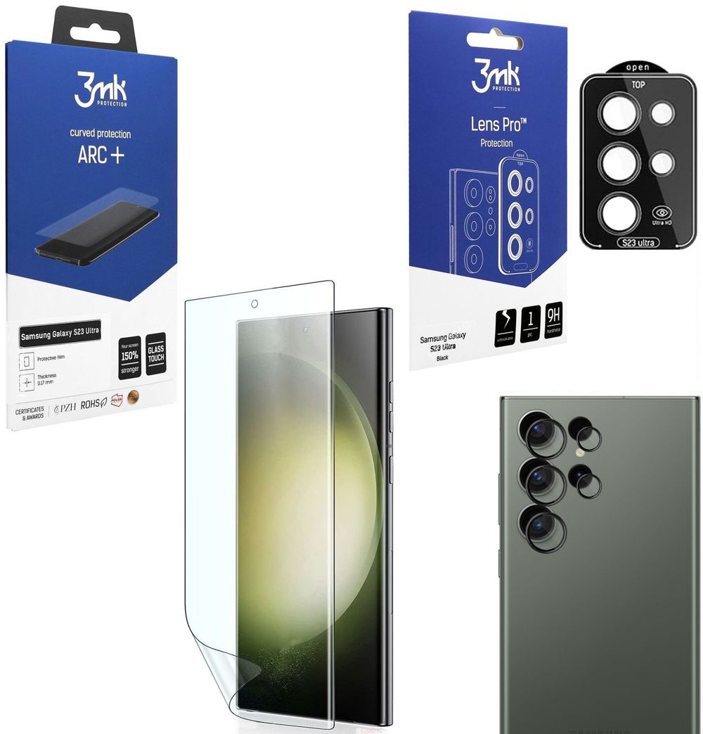 3mk | Folia na Cały Ekran ARC+ + Osobne Szkła na Aparat do Samsung Galaxy S23 Ultra