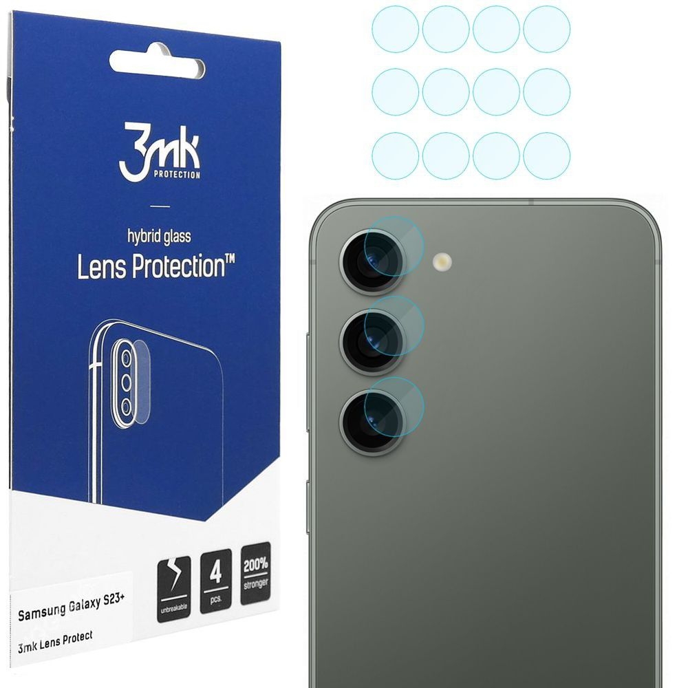 4x 3mk Lens Protection | Szkło Ochronne na Obiektyw Aparat do Samsung Galaxy S23+ Plus