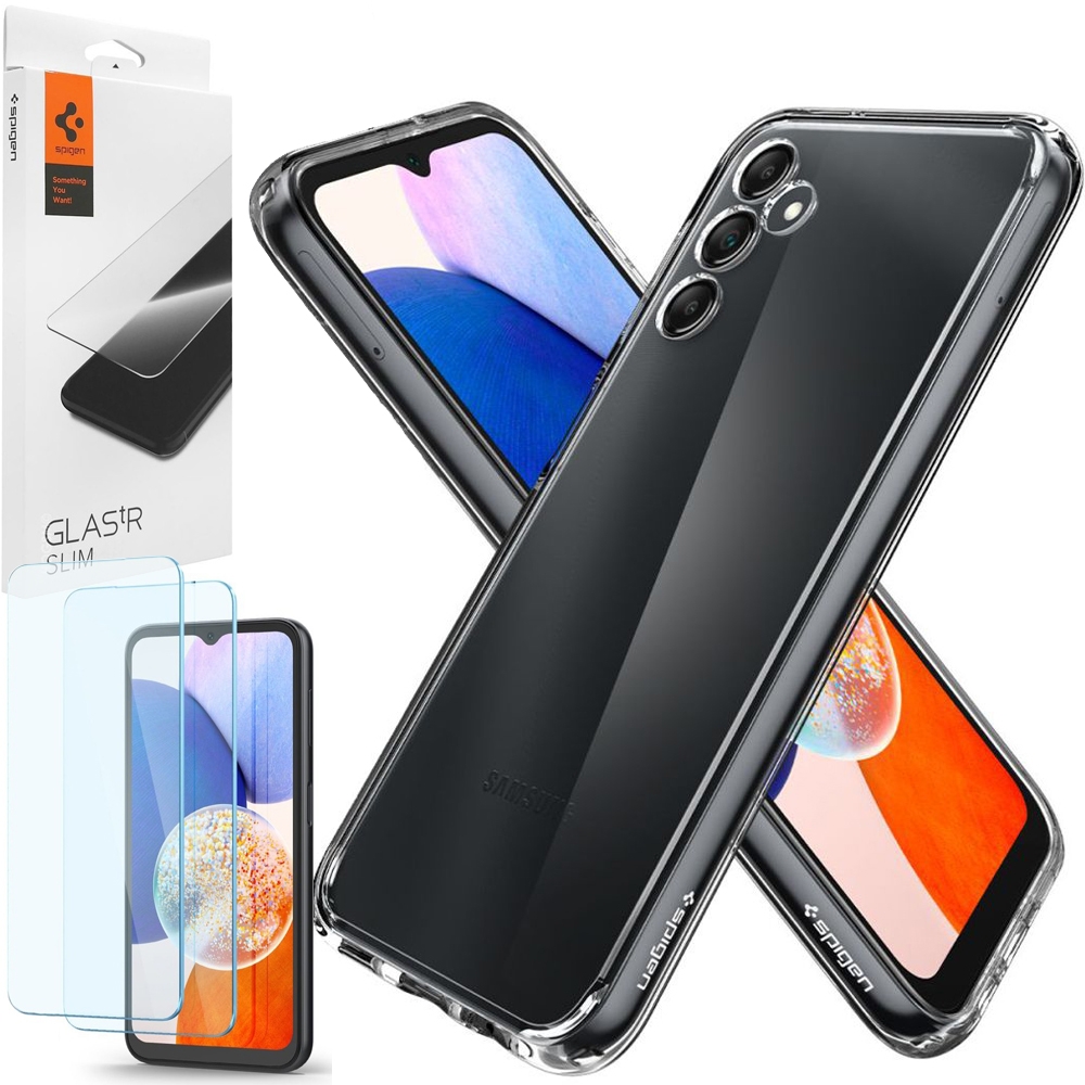 Etui SPIGEN Ultra Hybrid | Crystal Clear + 2x SZKŁO Spigen do Samsung Galaxy A14 5G