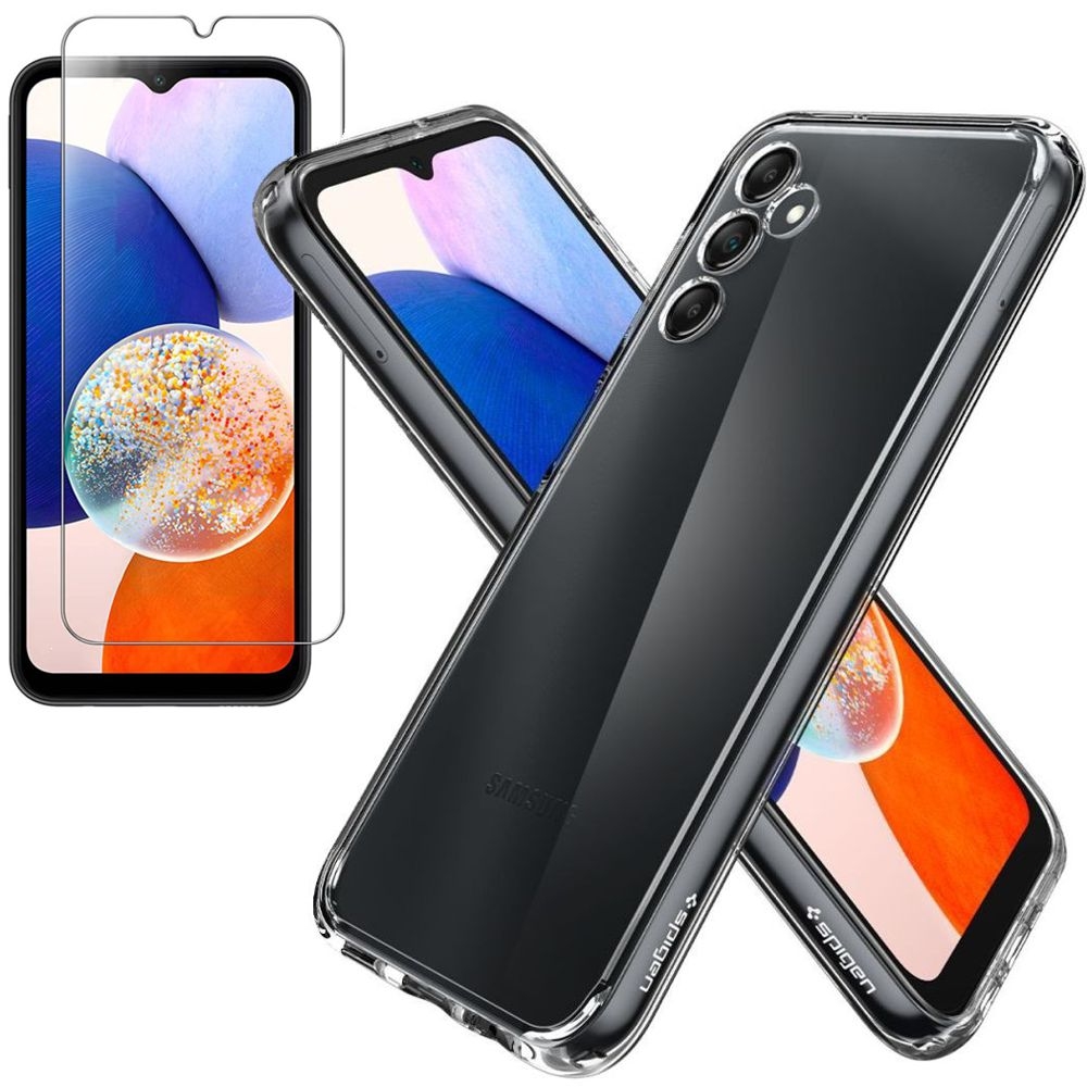 Etui SPIGEN Ultra Hybrid | Crystal Clear + SZKŁO do Samsung Galaxy A14 5G