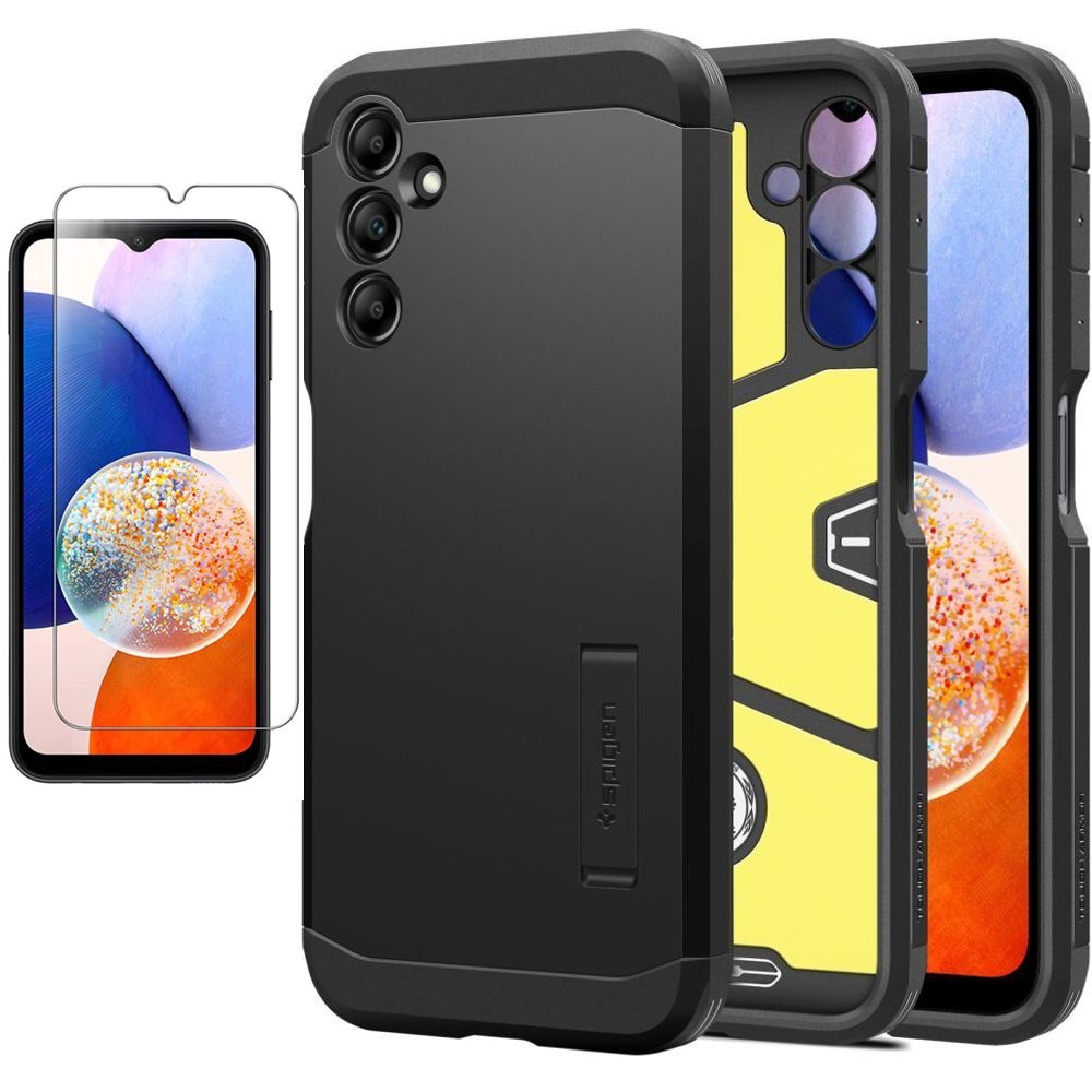 Pancerne Etui SPIGEN Tough Armor | Black + SZKŁO do Samsung Galaxy A14 5G