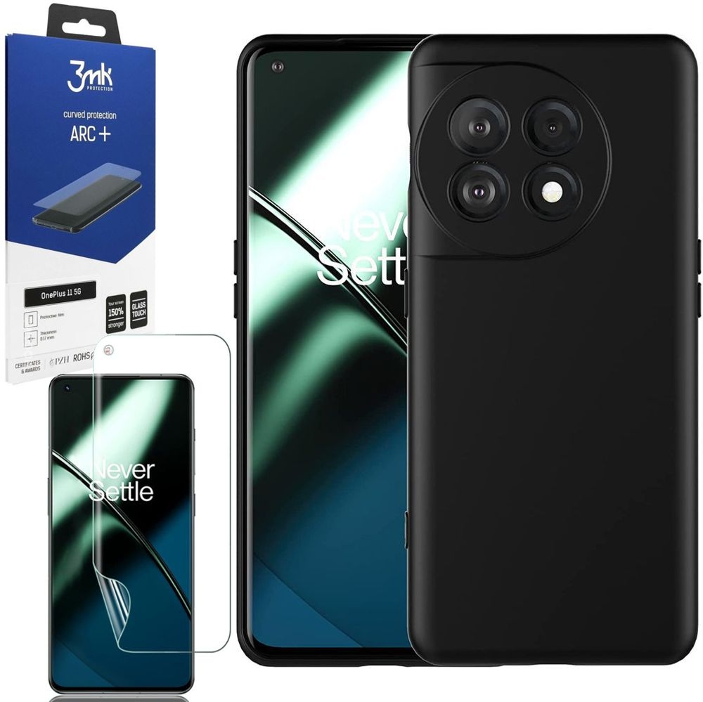 Cienkie Etui 3mk Matt Case | Black + FOLIA 3mk ARC+ do OnePlus 11 5G