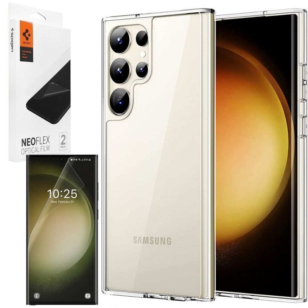 Pancerne Etui 3mk Armor Case | Clear + 2x FOLIA Spigen do Samsung Galaxy S23 Ultra