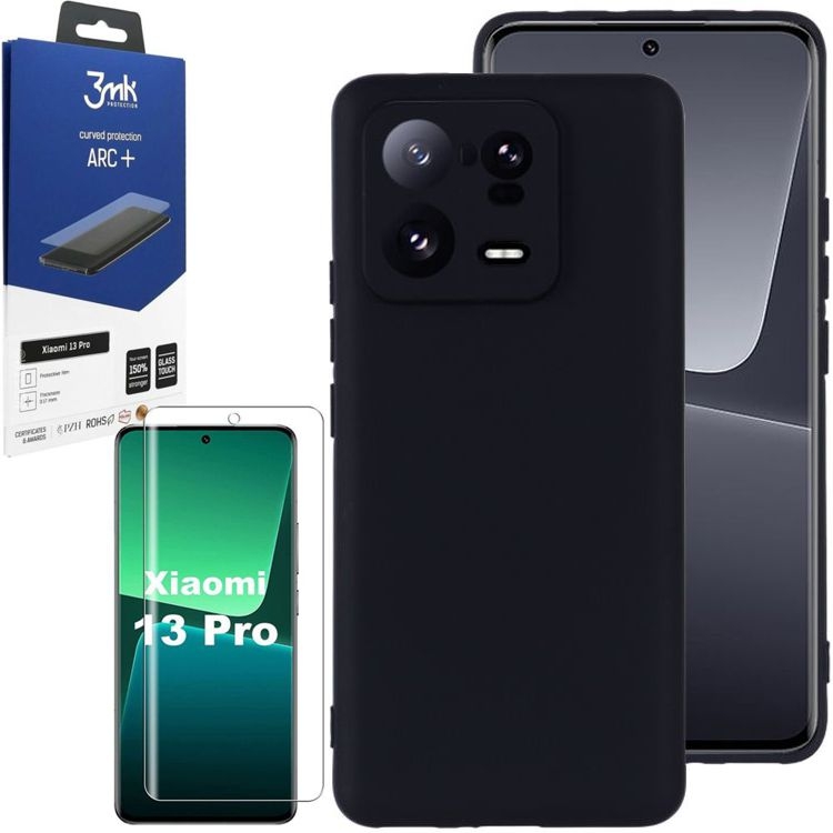 Cienkie Etui 3mk Matt Case | Black + FOLIA 3mk ARC+ do Xiaomi 13 Pro