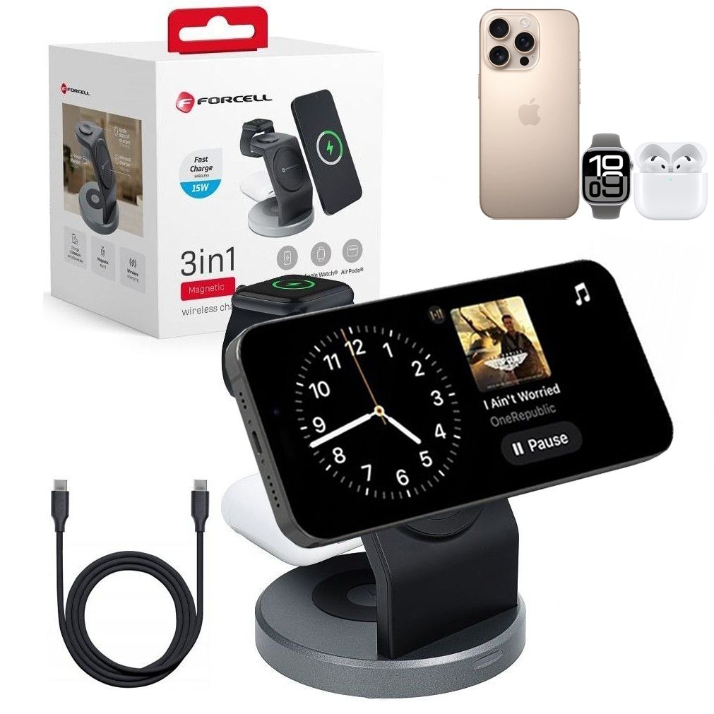 Stacja MagSafe 3w1 | Ładowarka Indukcyjna Qi | 15W
