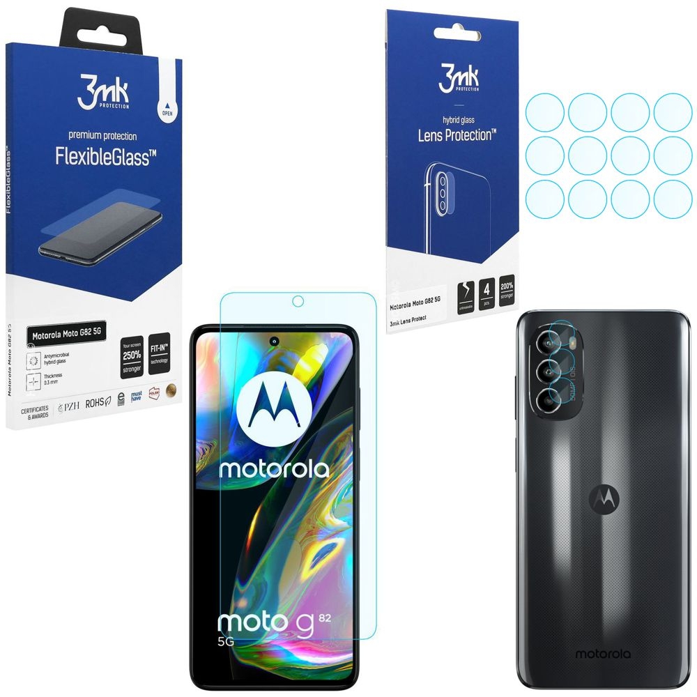 SZKŁO 3mk Flexible Glass + 4x Lens Protection do Motorola Moto G82 5G